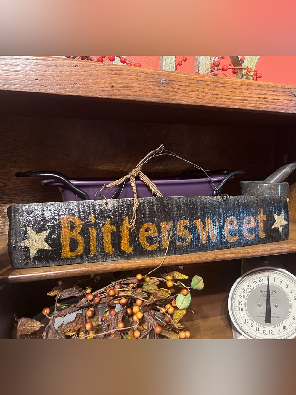 Bittersweet Rustic Barrel Fall Decor Sign 🍂 - Picture 3 of 10